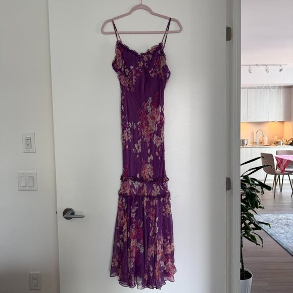 Floral Beaded Silk Maxi Dress - Picture 6 of 6